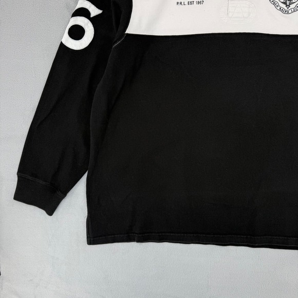 Polo Ralph Lauren Rugby Shirt Crest Logo P.R.L 1967 Black White Men's Size XL - Picture 10 of 16